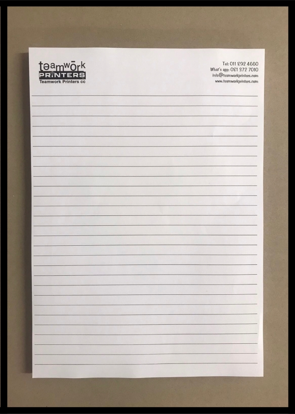 A4 Pads - 1 Colour Print